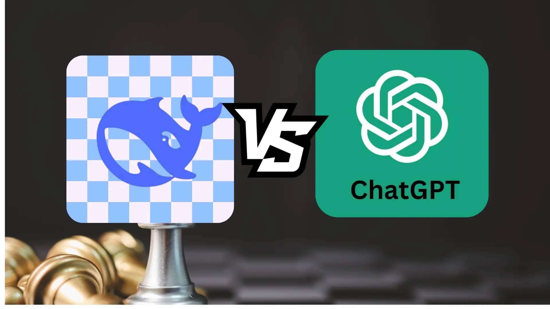 A modern visual comparison of ChatGPT and DeepSeek showcasing their features and strengths in technology.