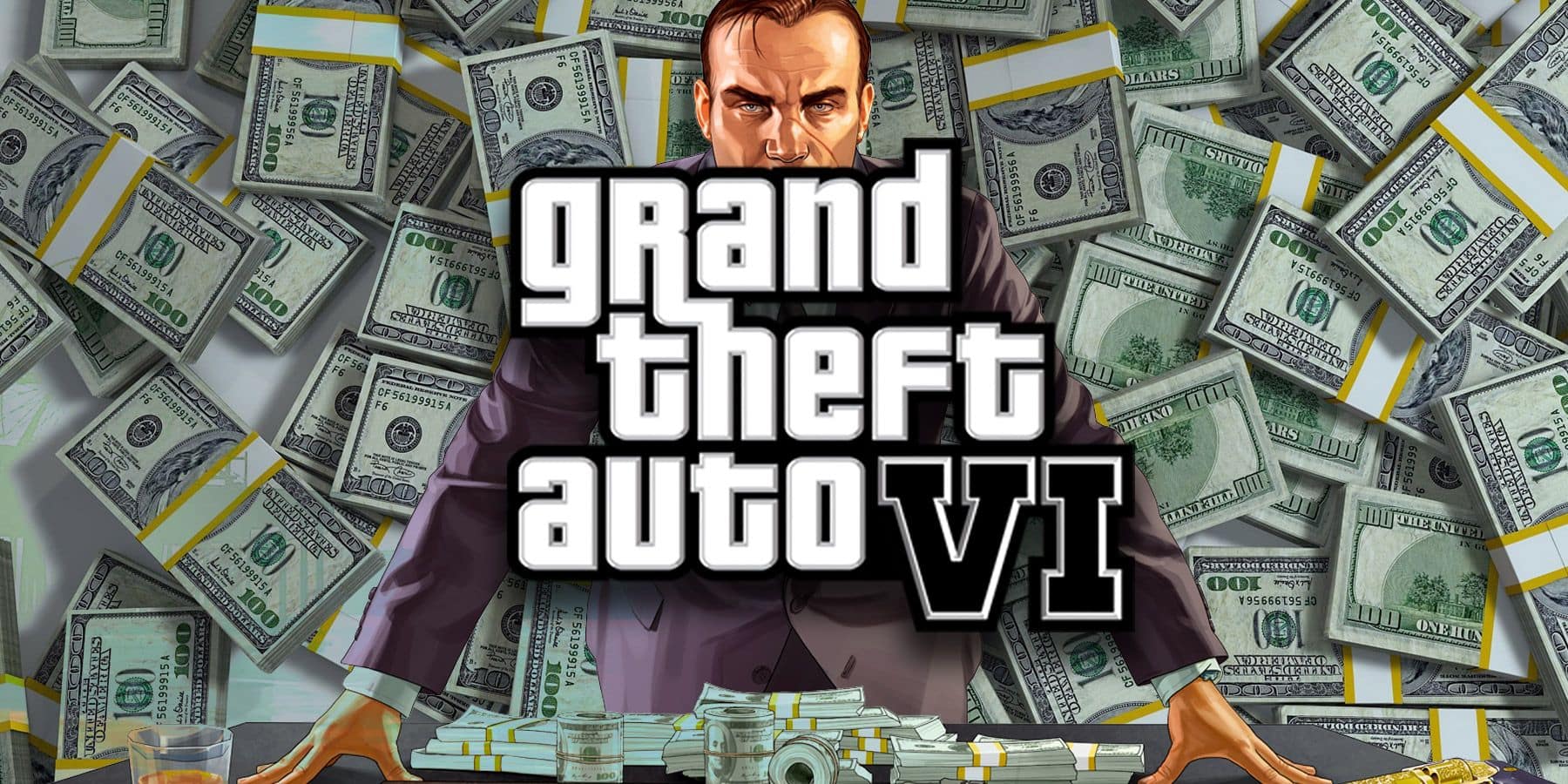 Modern graphic design for GTA 6 price reveal and pre-orders announcement.